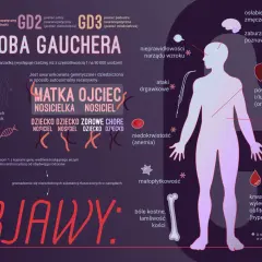 Choroba Gauchera: objawy obejmują bóle kostne, powiększenie narządów, niedokrwistość i zaburzenia krzepnięcia.