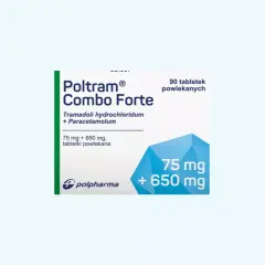 Opakowanie Poltram Combo Forte 75 mg + 650 mg, 90 tabletek. Sprawdź aktualną poltram combo forte 75 mg + 650 mg cenę.
