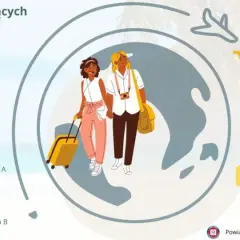 Dwie kobiety z walizkami przygotowują się do podróży. Informacje o szczepieniach, w tym na dur brzuszny, pomagają w planowaniu zdrowego wyjazdu.