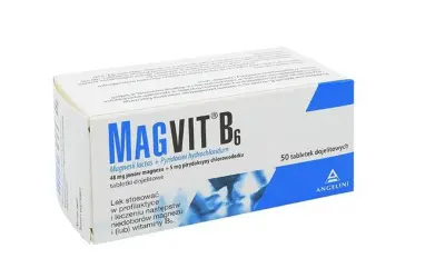 Opakowanie Magvit B6, 50 tabletek. Lek stosowany w profilaktyce i leczeniu niedoborów magnezu. Dlaczego Magvit B6 wycofany?