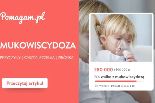 Dziecko z maską nebulizatora. Kampania "Na walkę z mukowiscydozą" informuje o przyczynach i kosztach leczenia.