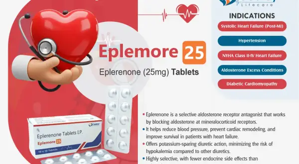 Eplenocard (Eplerenone 25mg) w leczeniu niewydolności serca. Pomaga obniżyć ciśnienie i chroni serce.