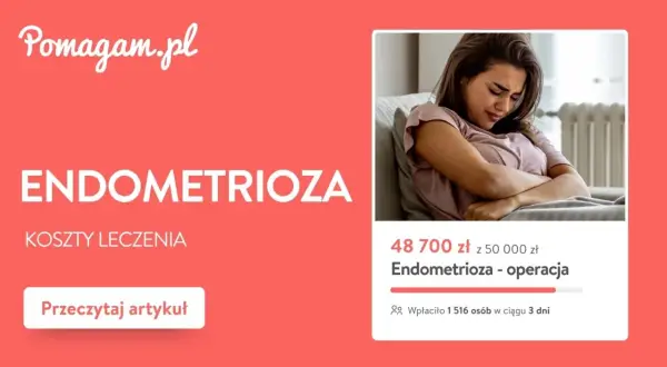 Kobieta cierpiąca na endometriozę. Zbiórka na operację, koszt leczenia 48 700 zł. Test na endometriozę cena jest wysoka.