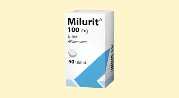 Opakowanie leku Milurit 100 mg, zawierające 50 tabletek z alopurynolem. Sprawdź aktualną milurit cenę.