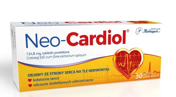 Neo-Cardiol - nowy lek na niewydolność serca, wspomaga serce w stanach nerwowych. Opakowanie zawiera 30 tabletek.