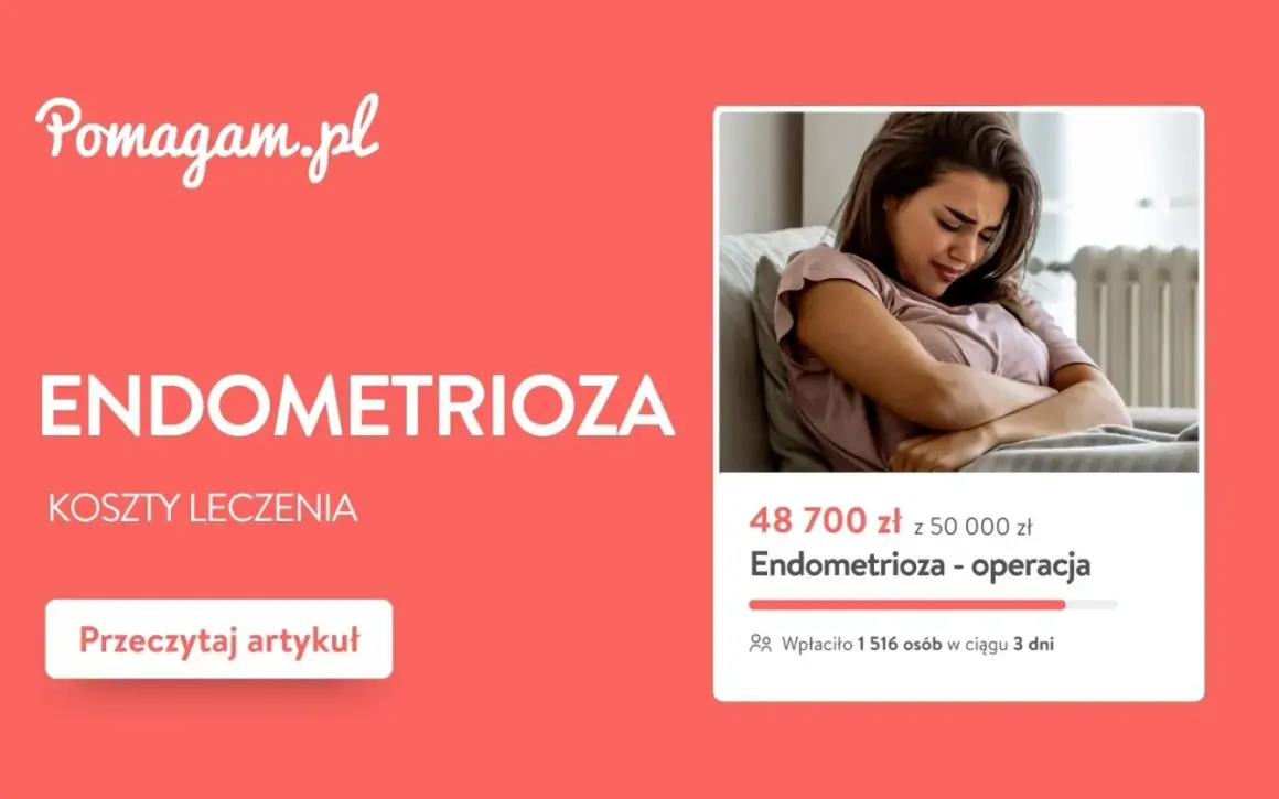 Kobieta cierpiąca na endometriozę. Zbiórka na operację, koszt leczenia 48 700 zł. Test na endometriozę cena jest wysoka.