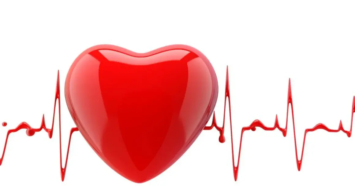 Czerwone serce na tle linii EKG, symbolizujące arytmie i zdrowie serca.