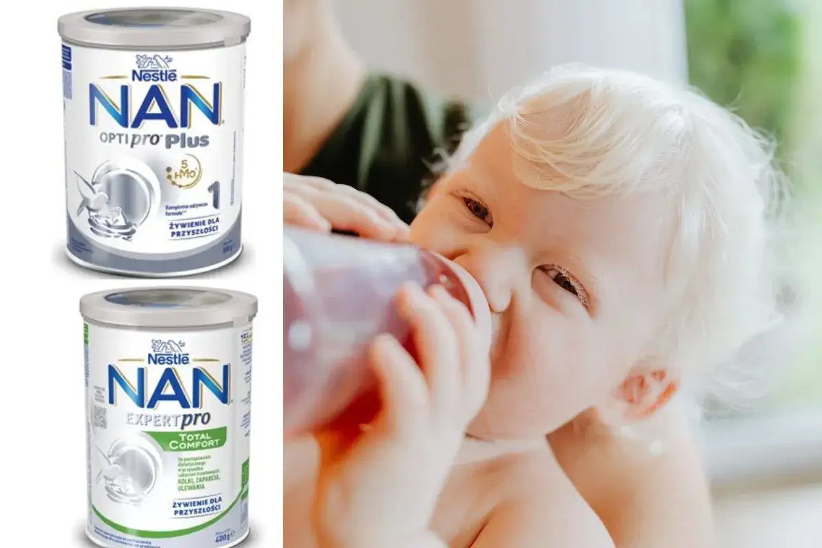 Dziecko pije mleko NAN. Dlaczego NAN Opti-pro Plus 1 wycofany? Zastanawiamy się nad tym, podając NAN Expertpro Total Comfort.