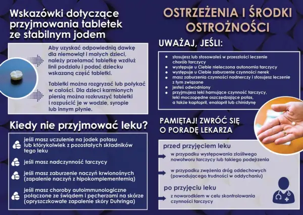 Jodek potasu na co? Informacje o dawkowaniu, przeciwwskazaniach i ostrzeżeniach dotyczących przyjmowania tabletek ze stabilnym jodem.