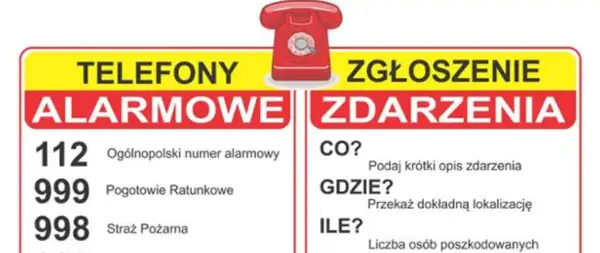 Numery alarmowe: 112, 999 (Pogotowie Ratunkowe), 998 (Straż Pożarna). 999 co to za numer? To numer do pogotowia ratunkowego.